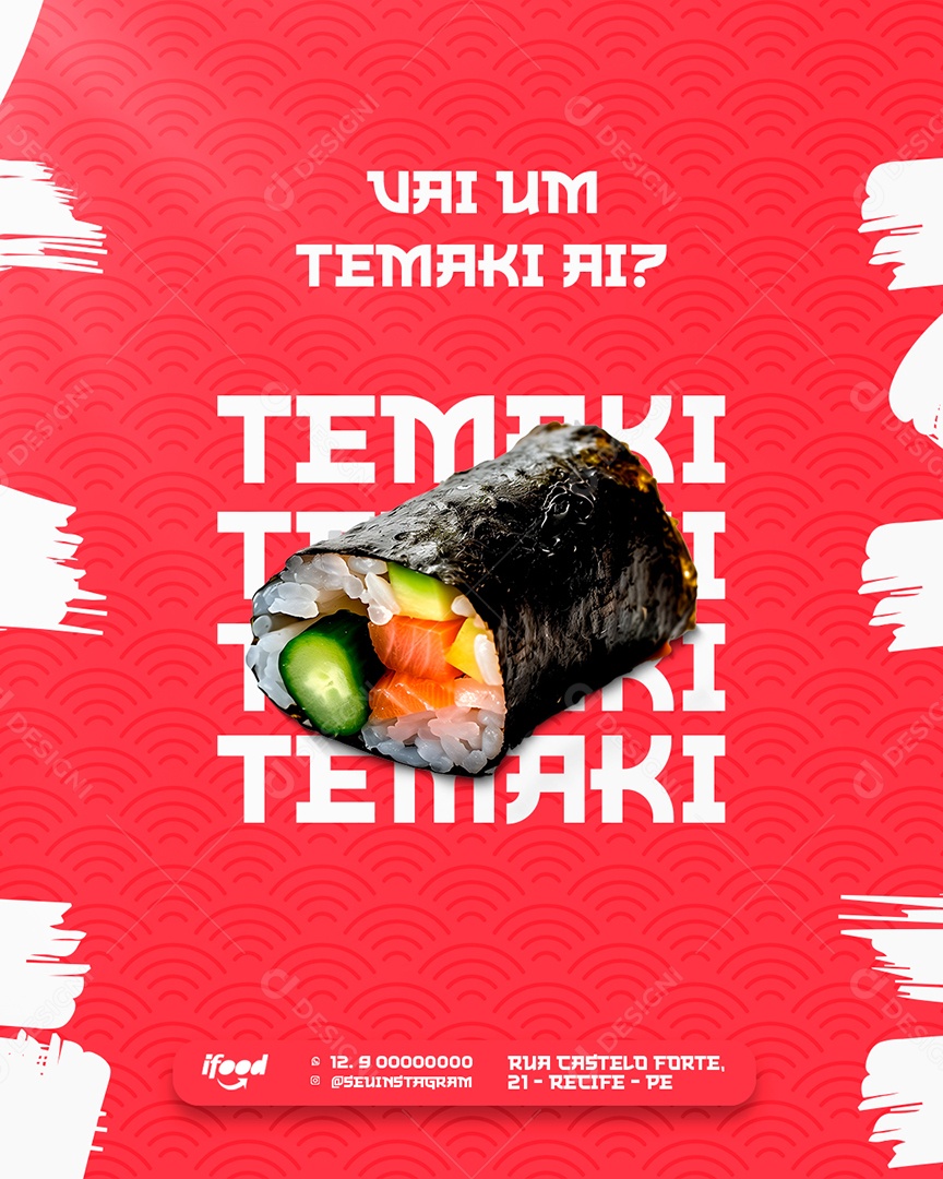 Comida Japonesa Vai um Tamaki Ai Social Media PSD Editável