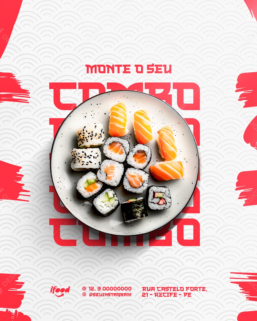 Comida Japonesa Monte o Seu Combo Social Media PSD Editável
