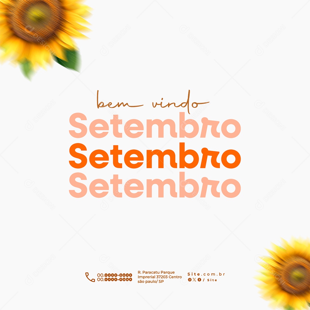 Social Media Bem Vindo Setembro PSD Editável