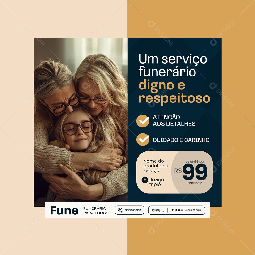 Funerária Um Serviço Funenário Digno e Respeitoso Social Media PSD Editável