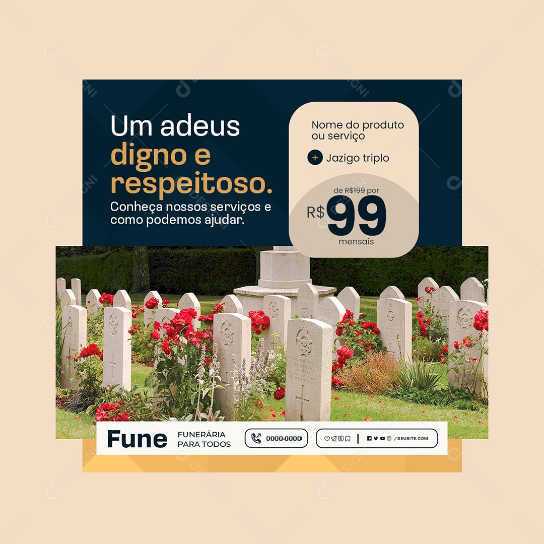 Funerária Um Adeus Digno e Respeitoso Social Media PSD Editável