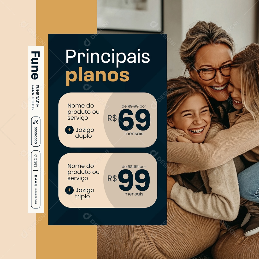 Funerária Principais Planos Social Media PSD Editável