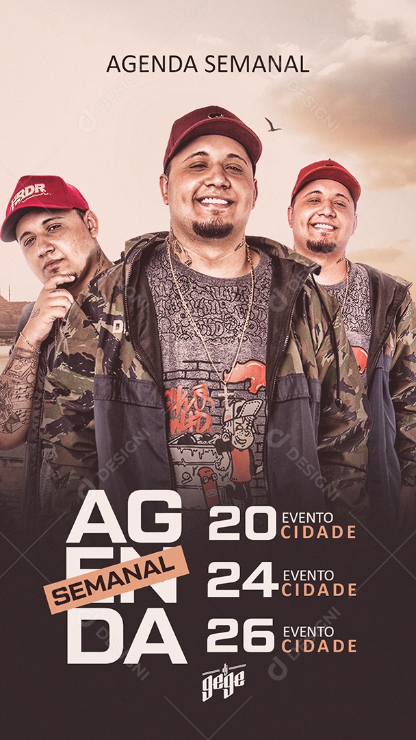 Story Flyer Agenda Semanal DJ Gege Social Media PSD Editável