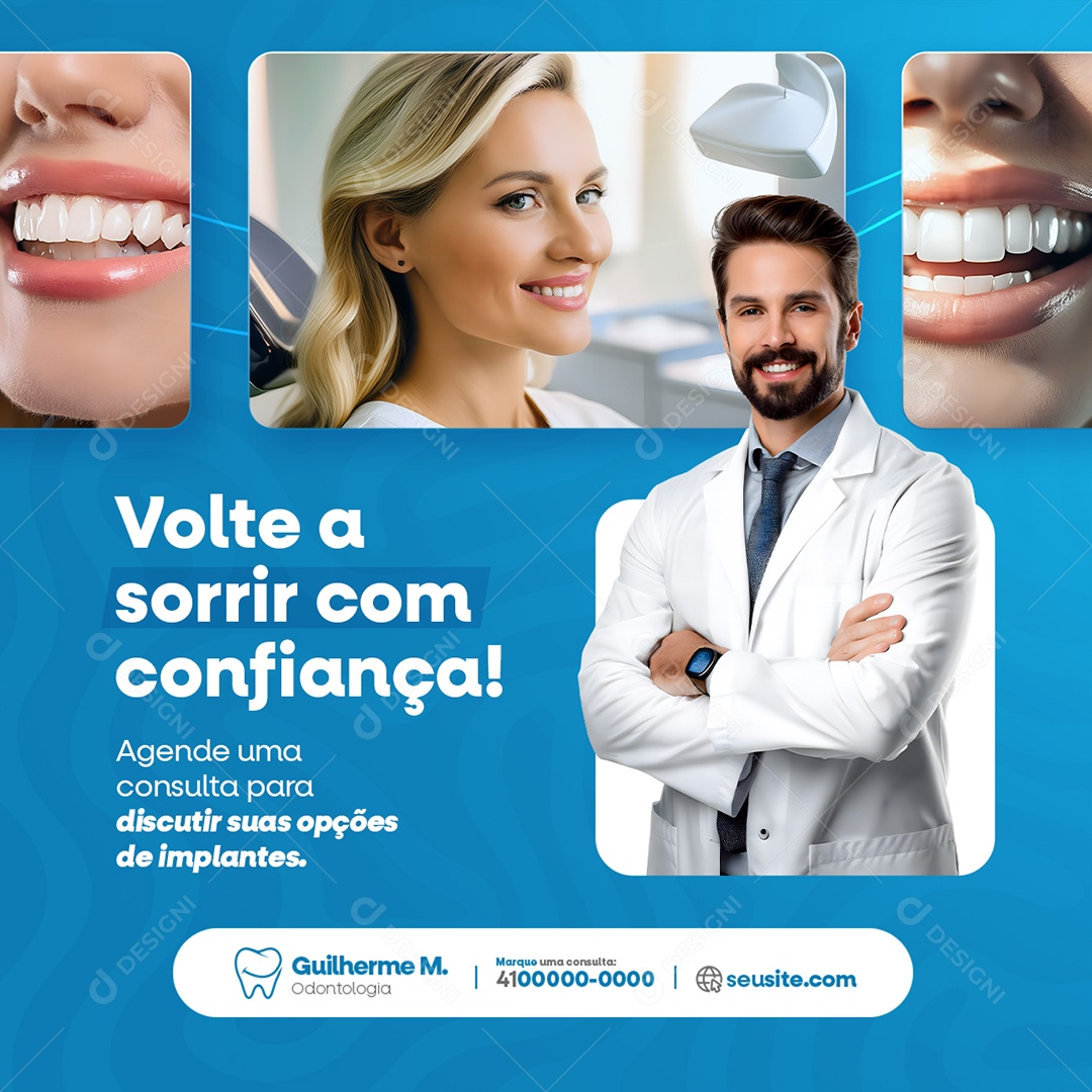 Odontologia Volte a Sorrir com Confiança Social Media PSD Editável