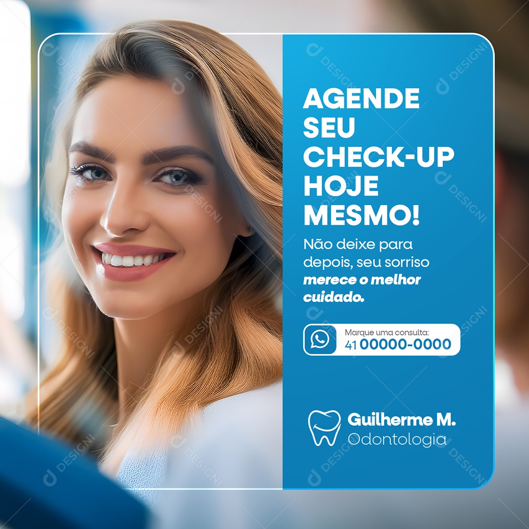 Odontologia Agende seu Check-Up Hoje Mesmo Social Media PSD Editável