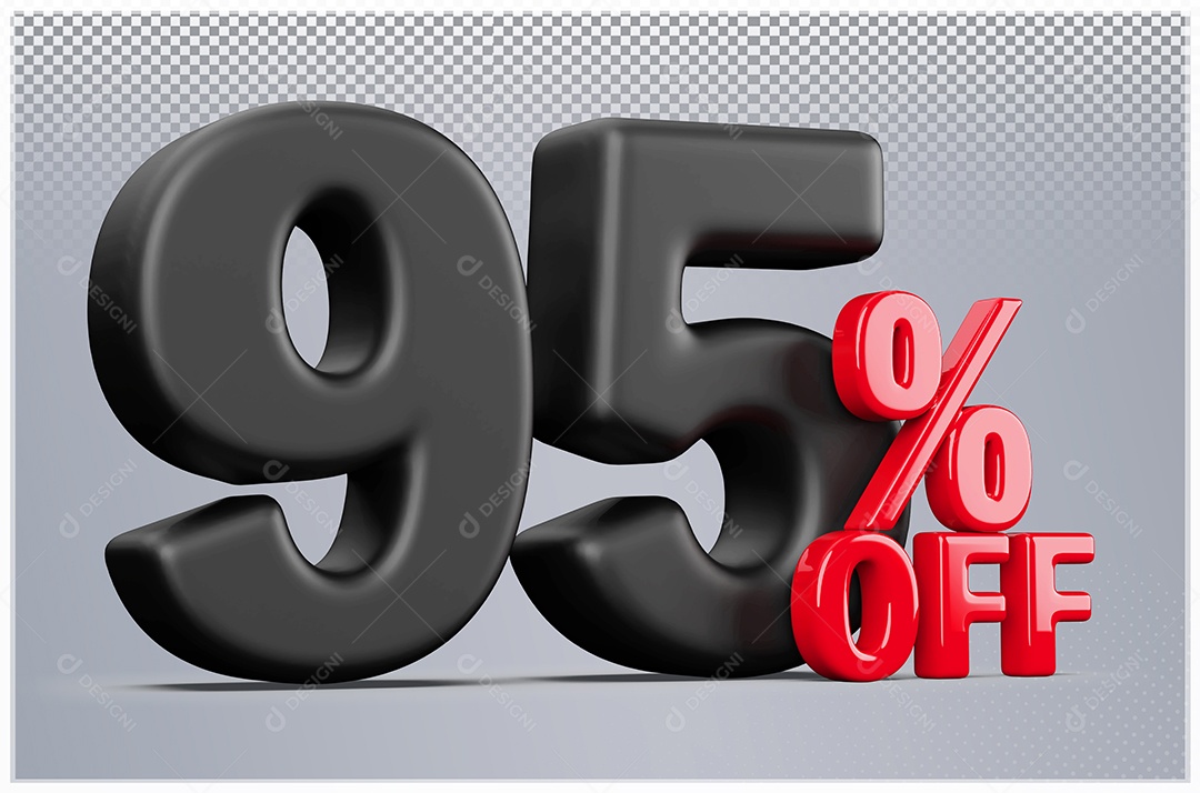 Desconto de 95% Off Elemento 3D Preto e Vermelho para Composição PSD