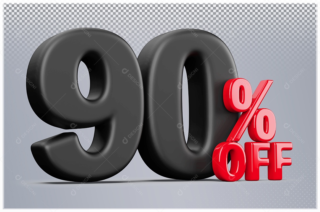 Desconto de 0% Off Elemento 3D Preto e Vermelho para Composição PSD