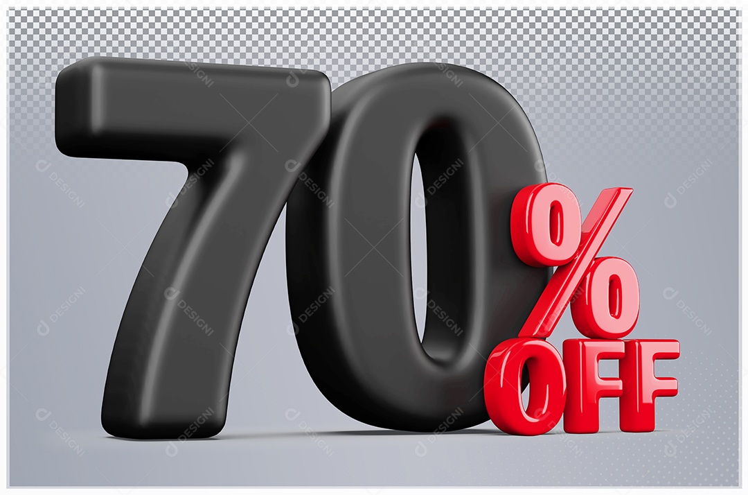 Desconto de 70% Off Elemento 3D Preto e Vermelho para Composição PSD