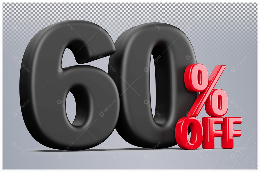 Desconto de  60% Off Elemento 3D Preto e Vermelho para Composição PSD