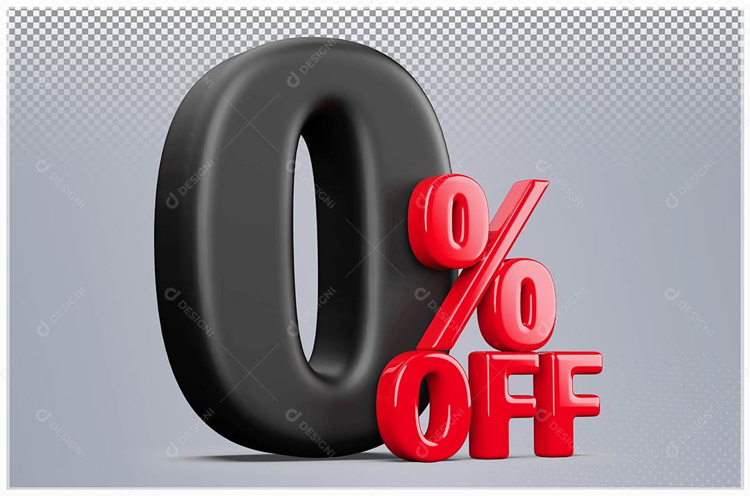 Desconto de 0% Off Elemento 3D Preto e Vermelho para Composição PSD