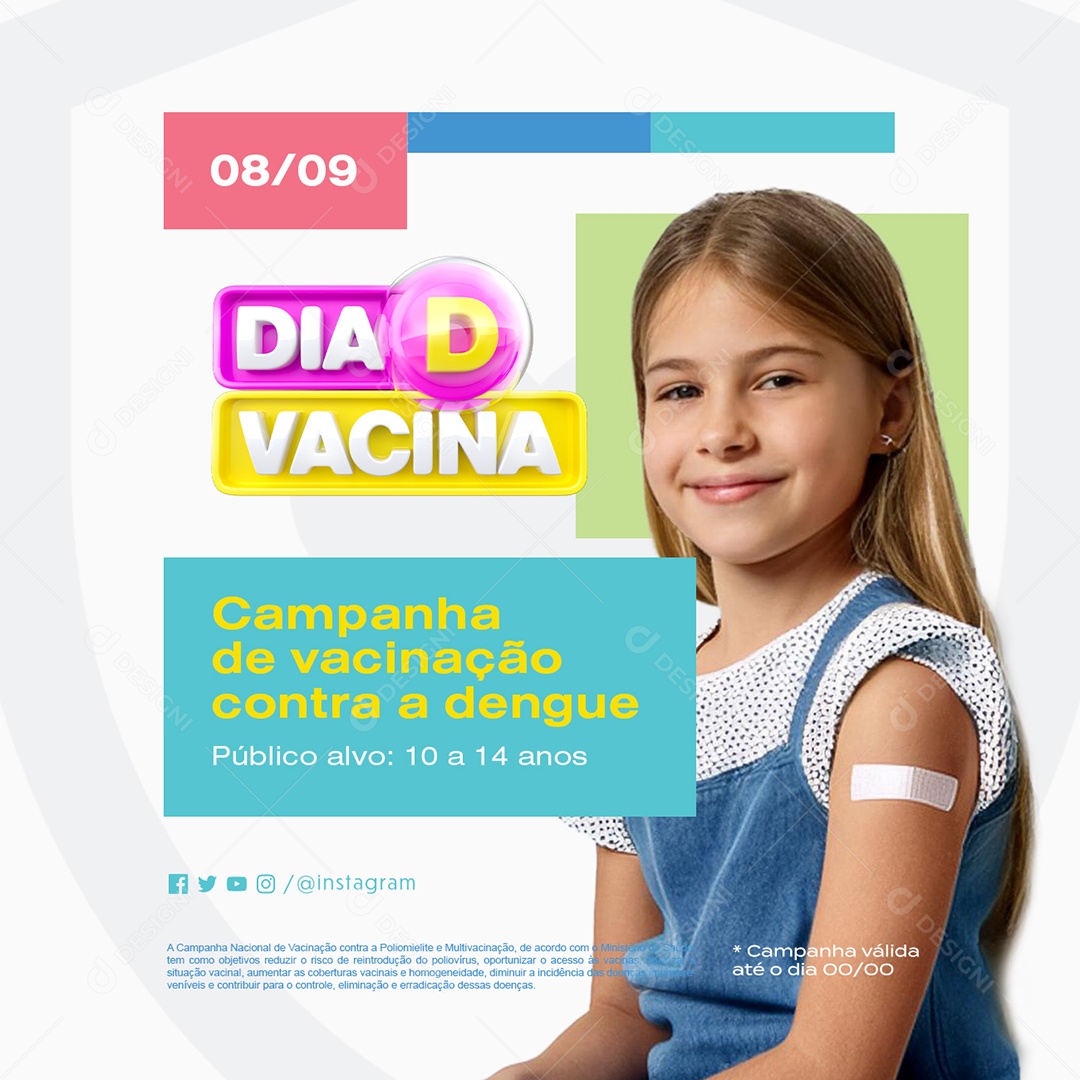 Dia D Vacina Prefeitura Campanha de Vacinação Social Media PSD Editável