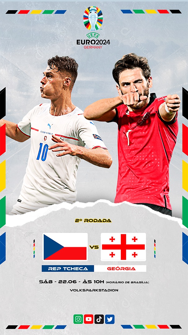 Story Euro 2024 Rep Tcheca x Geórgia Social Media PSD Editável