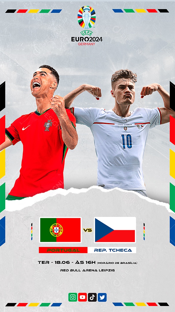 Story Euro 2024 Portugal x Rep Tcheca Social Media PSD Editável