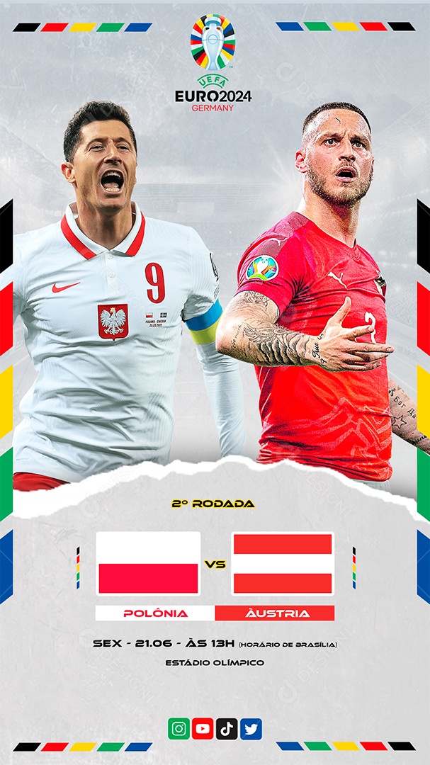 Story Euro 2024 Polônia x Áustria Social Media PSD Editável