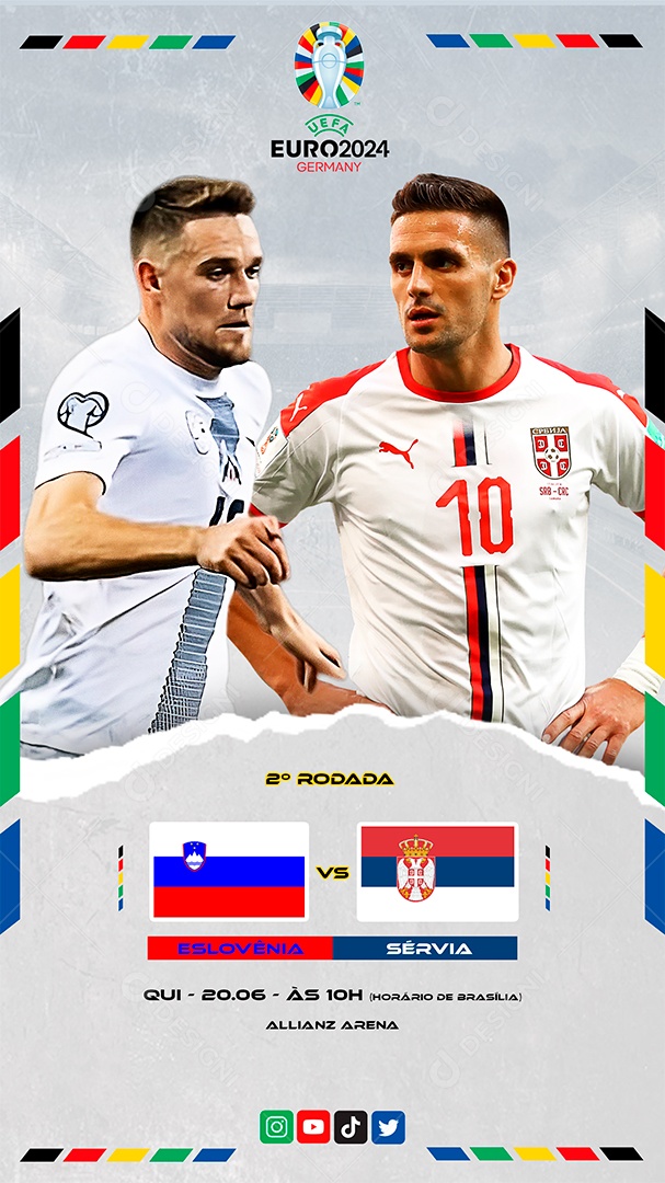 Euro 2024 Slovenia vs Serbia Social Media PSD Editable