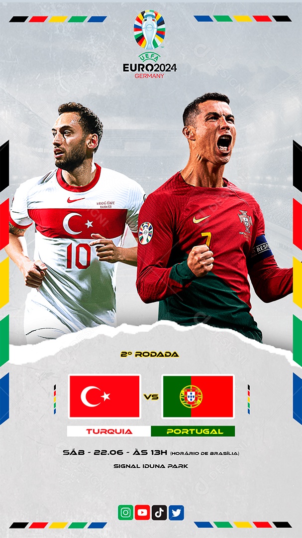 Story Euro 2024 Turquia x Portugal Social Media PSD Editável