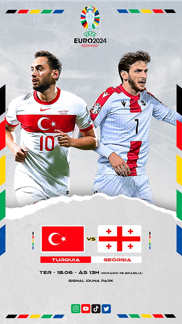 Story Euro 2024 Turquia x Gerógia Social Media PSD Editável