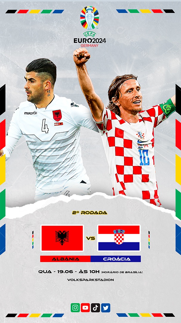 Story Euro 2024 Albânia x Croácia Social Media PSD Editável