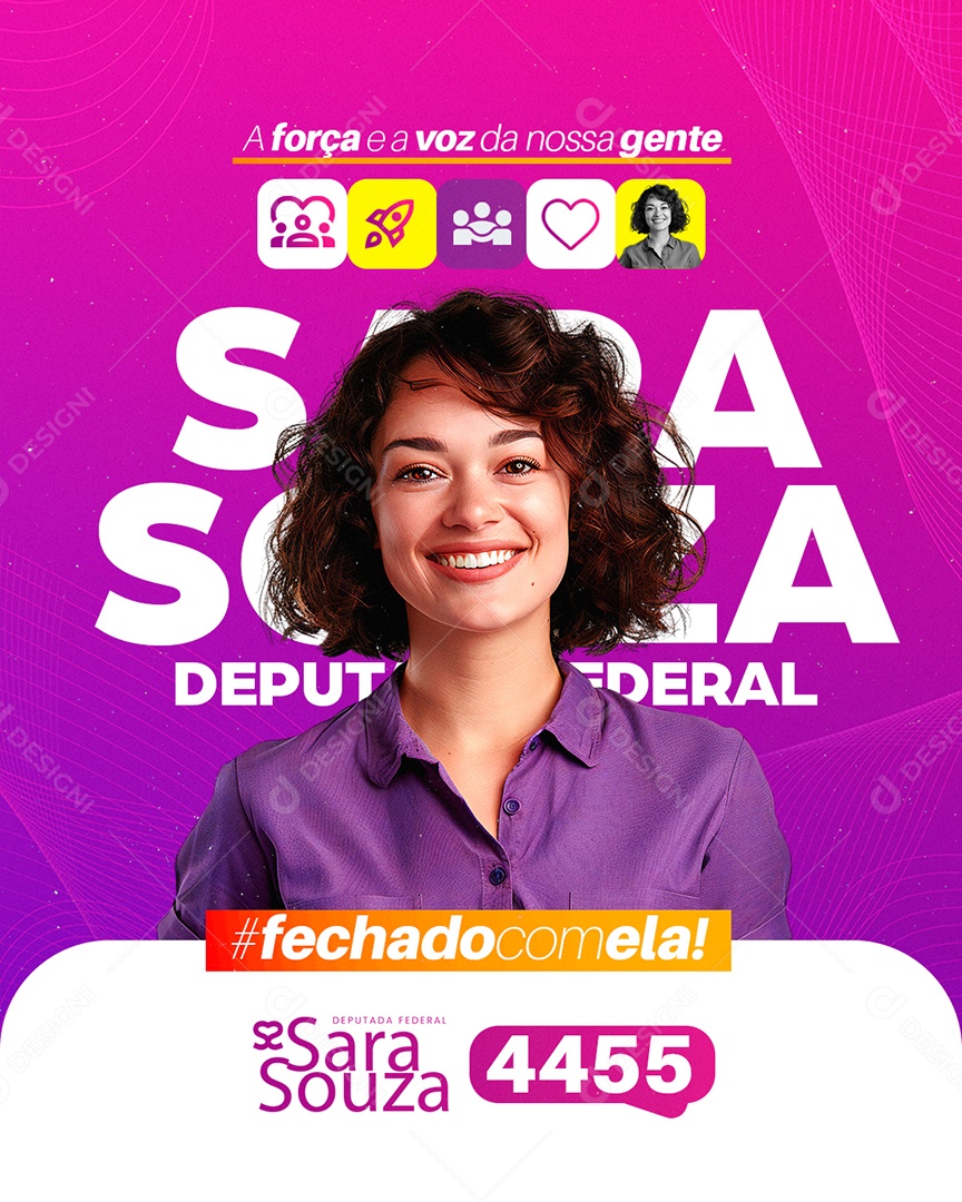 Política Deputada Federal Sara Souza Social Media PSD Editável