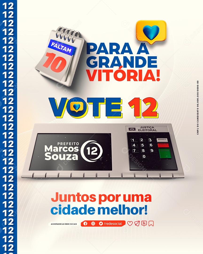 Política Prefeito Marcos Souza Vote Social Media PSD Editável