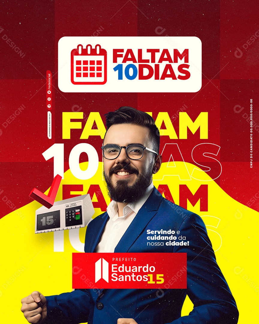 Política Faltam 10 Prefeito Eduardo Santos Social Media PSD Editável