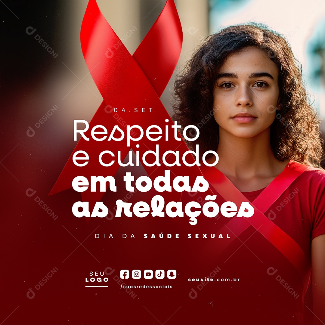 Dia da Saúde Sexual 04 de Setembro Respeito e Cuidado Social Media PSD Editável