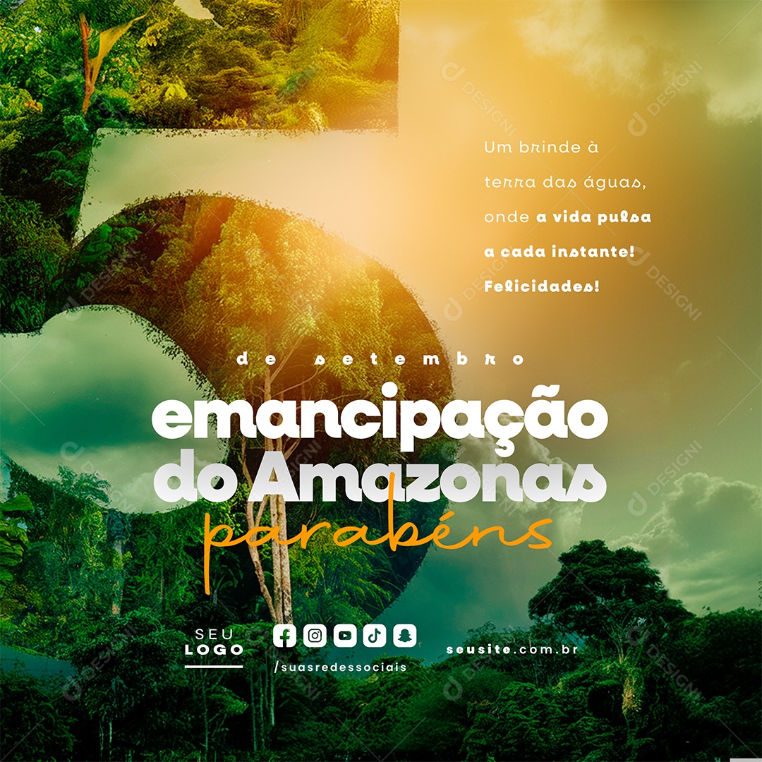 Social Media Dia da Emancipação do Amazonas 05 de Setemtro Parabéns PSD Editável
