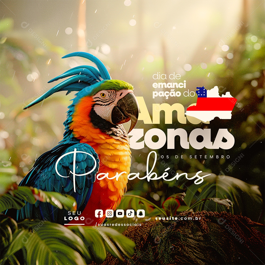 Dia da Emancipação do Amazonas 05 de Setemtro Parabéns Social Media PSD Editável