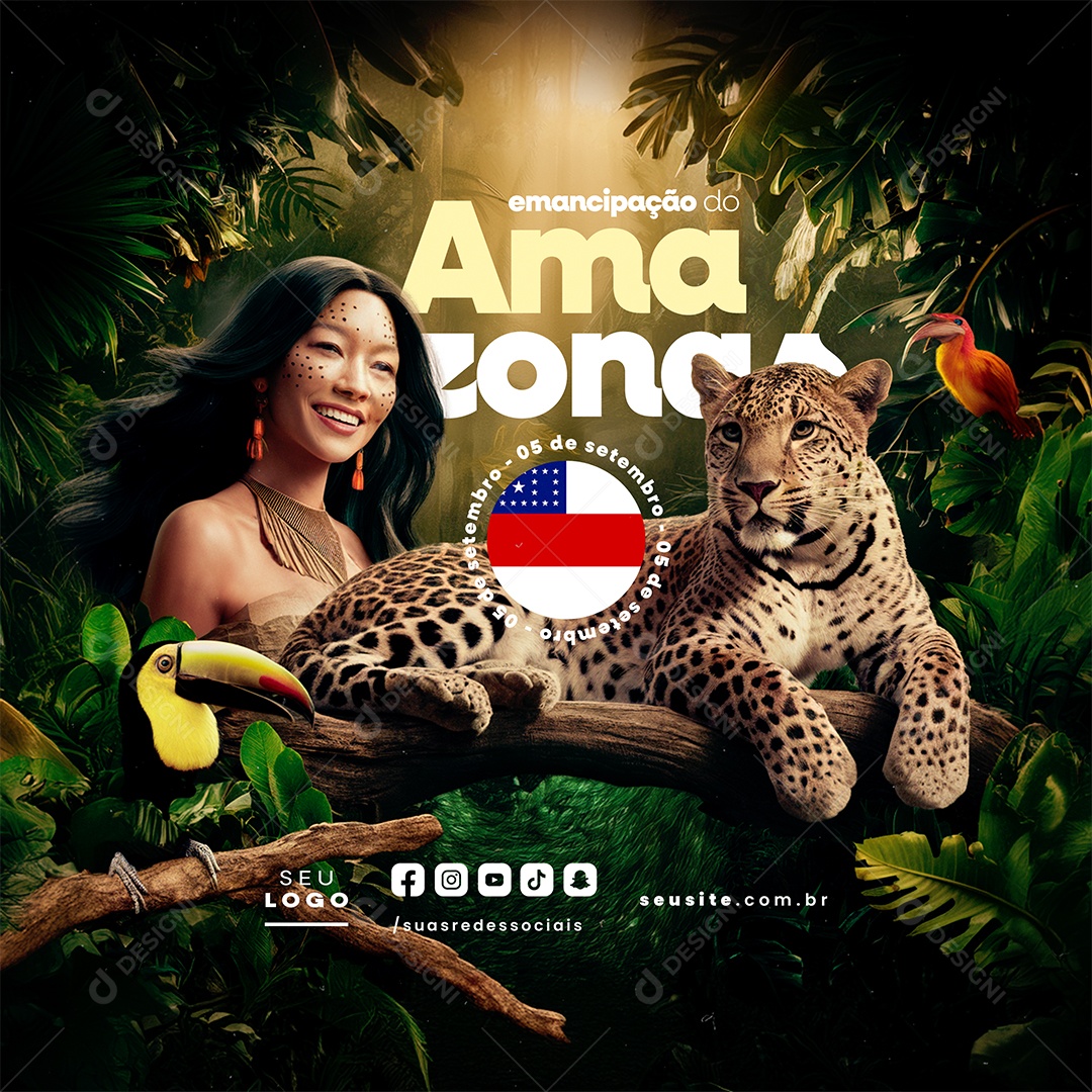 Dia da Emancipação do Amazonas 05 de Setemtro Social Media PSD Editável