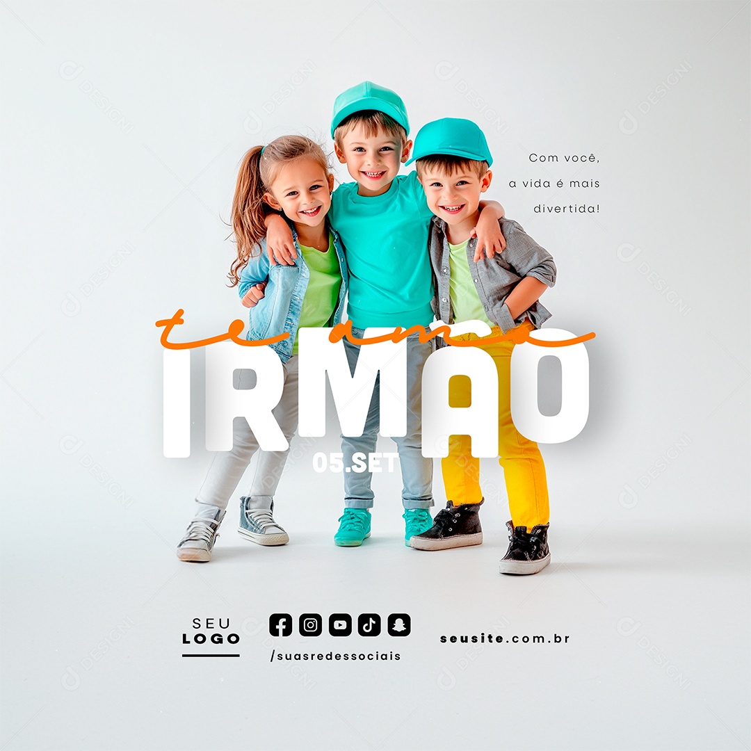 Dia do Irmão 05 de Setembro Te Amo Social Media PSD Editável