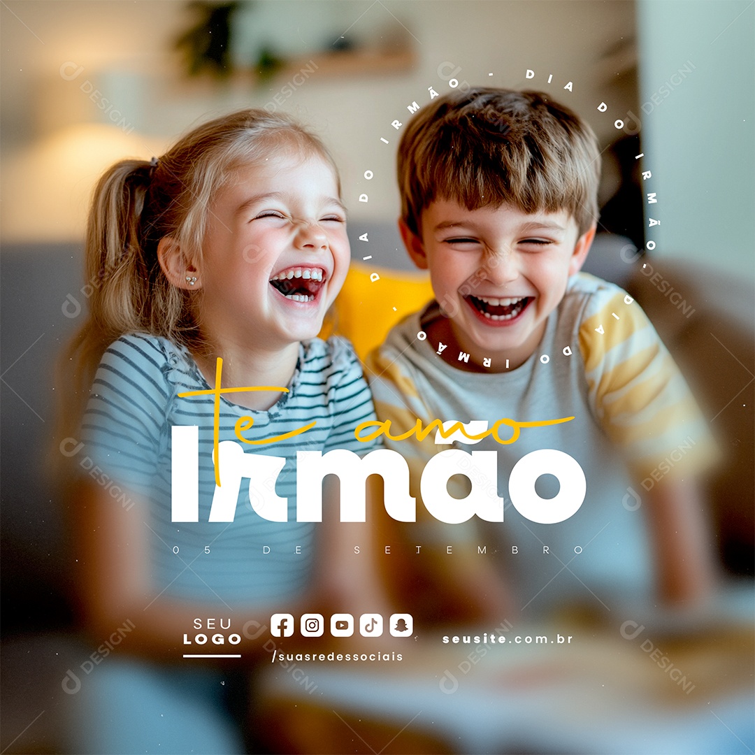 Dia do Irmão 05 de Setembro Te Amo Social Media PSD Editável