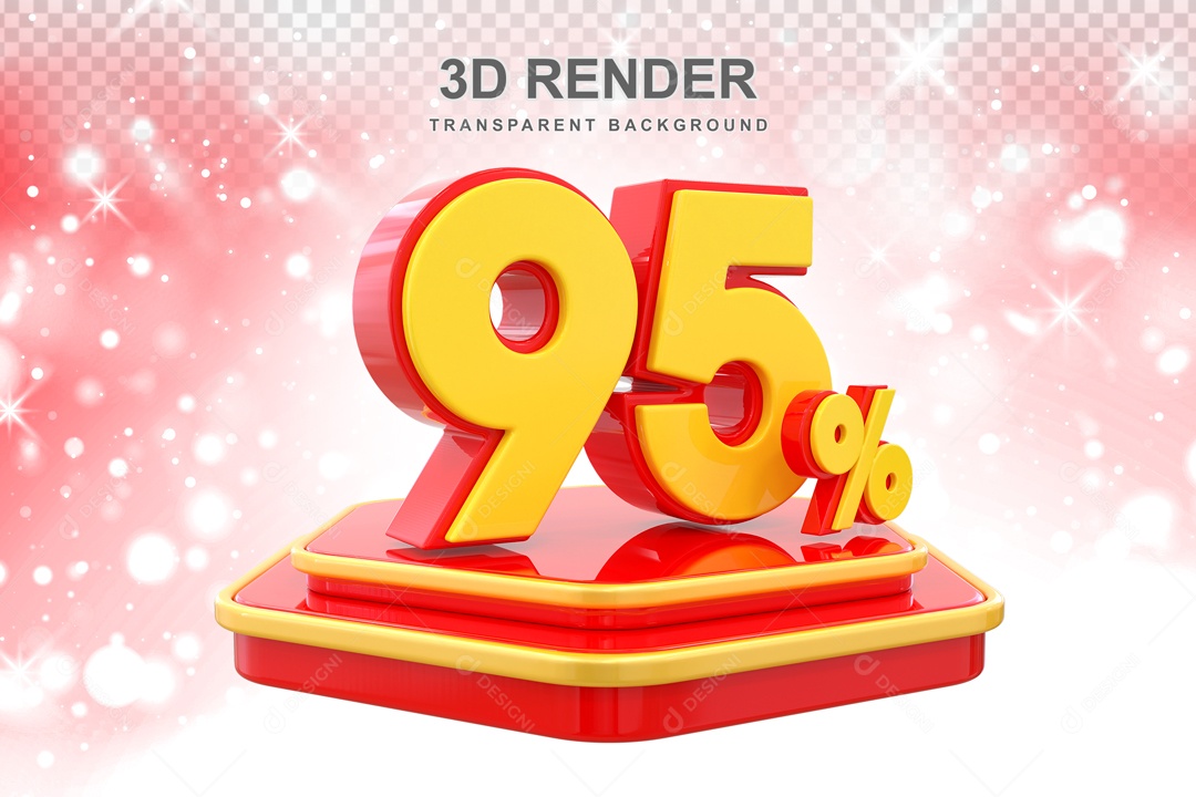 Desconto de 95% Elemento 3D Vermelho e Amarelo para Composição PSD