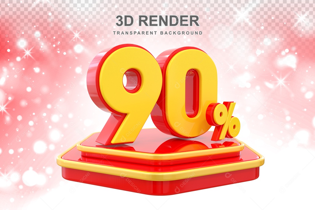 Desconto de 90% Elemento 3D Vermelho e Amarelo para Composição PSD