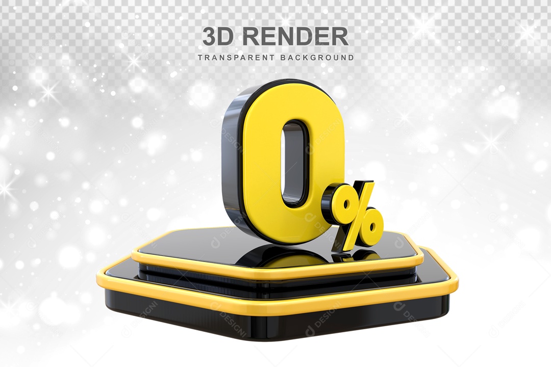 Desconto de 0% Elemento 3D Preto e Amarelo para Composição PSD
