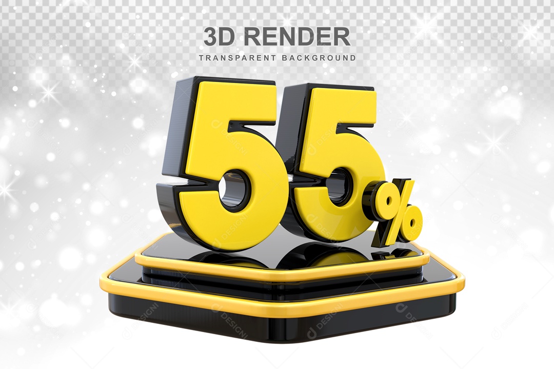 Desconto de 55% Elemento 3D Preto e Amarelo para Composição PSD