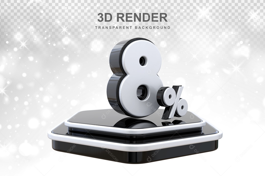 Desconto de 8% Elemento 3D para Composição PSD