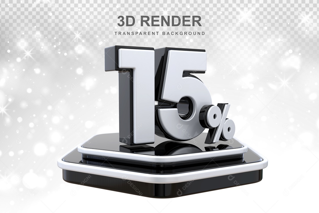 Desconto de 15% Elemento 3D para Composição PSD