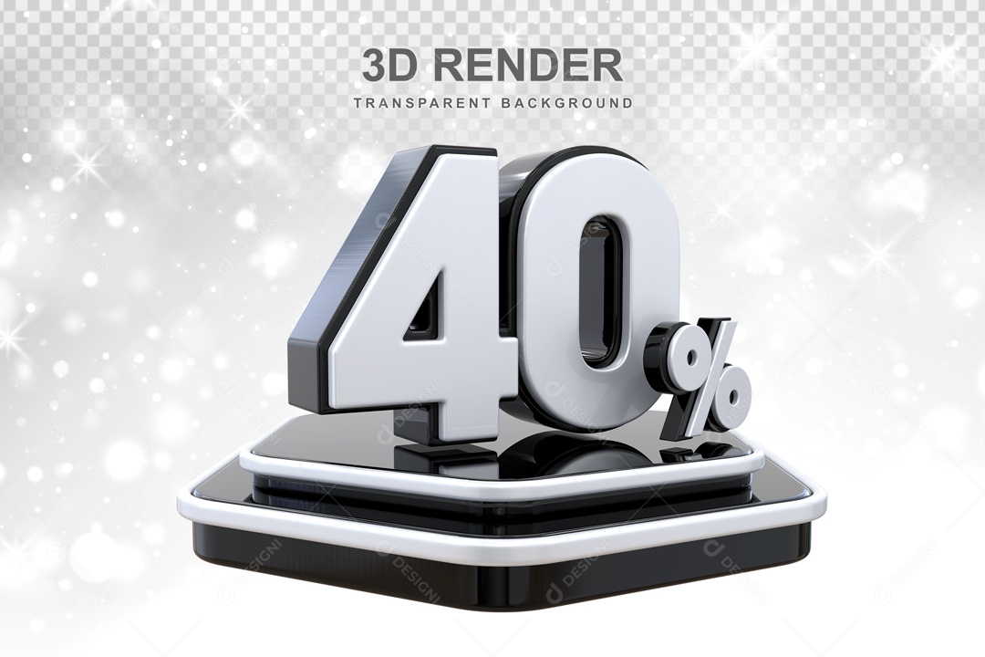 Desconto de 40% Elemento 3D para Composição PSD