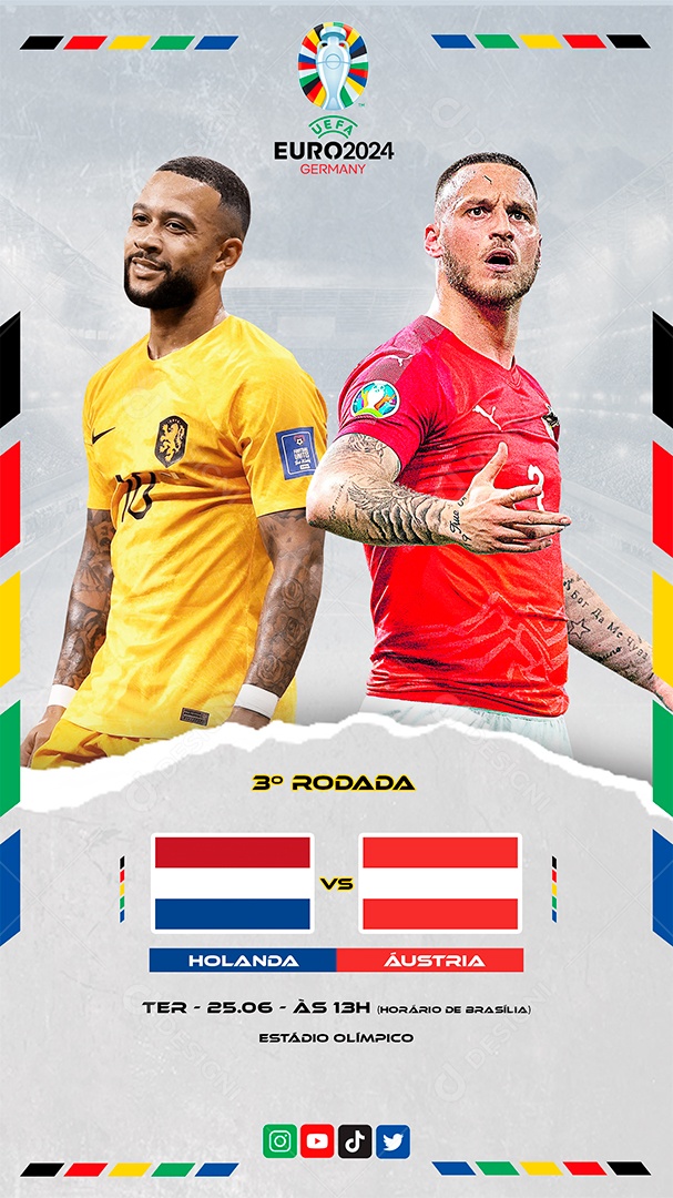 Story Euro 2024 Holanda x Àustria Social Media PSD Editável