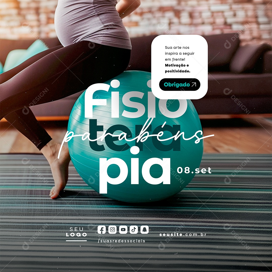 Dia da Fisioterapia 08 de Setembro Parabéns Social Media PSD Editável