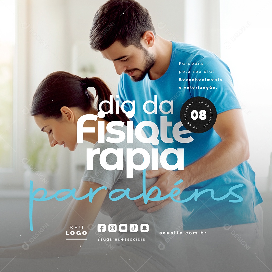 Dia da Fisioterapia 08 de Setembro Parabéns Social Media PSD Editável