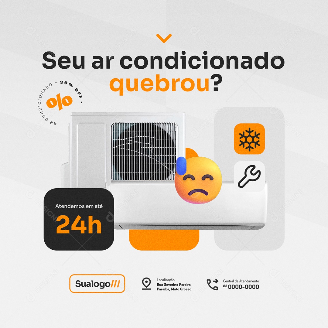 Seu Ar Condicionado Quebrou Social Media PSD Editável