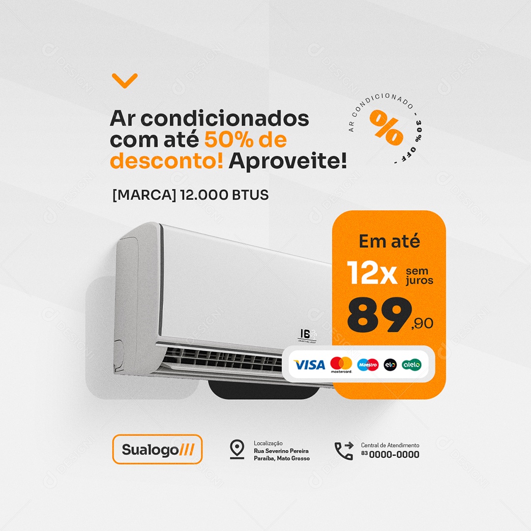 Ar Condicionado Com Até 50% de Desconto Social Media PSD Editável