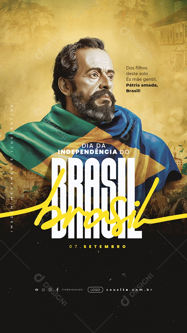 Story Social Media Dia da Independência do Brasil 7 de Setembro PSD Editável