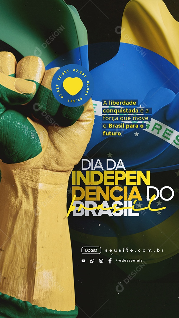 Story Social Media Dia da Independência do Brasil 7 de Setembro PSD Editável