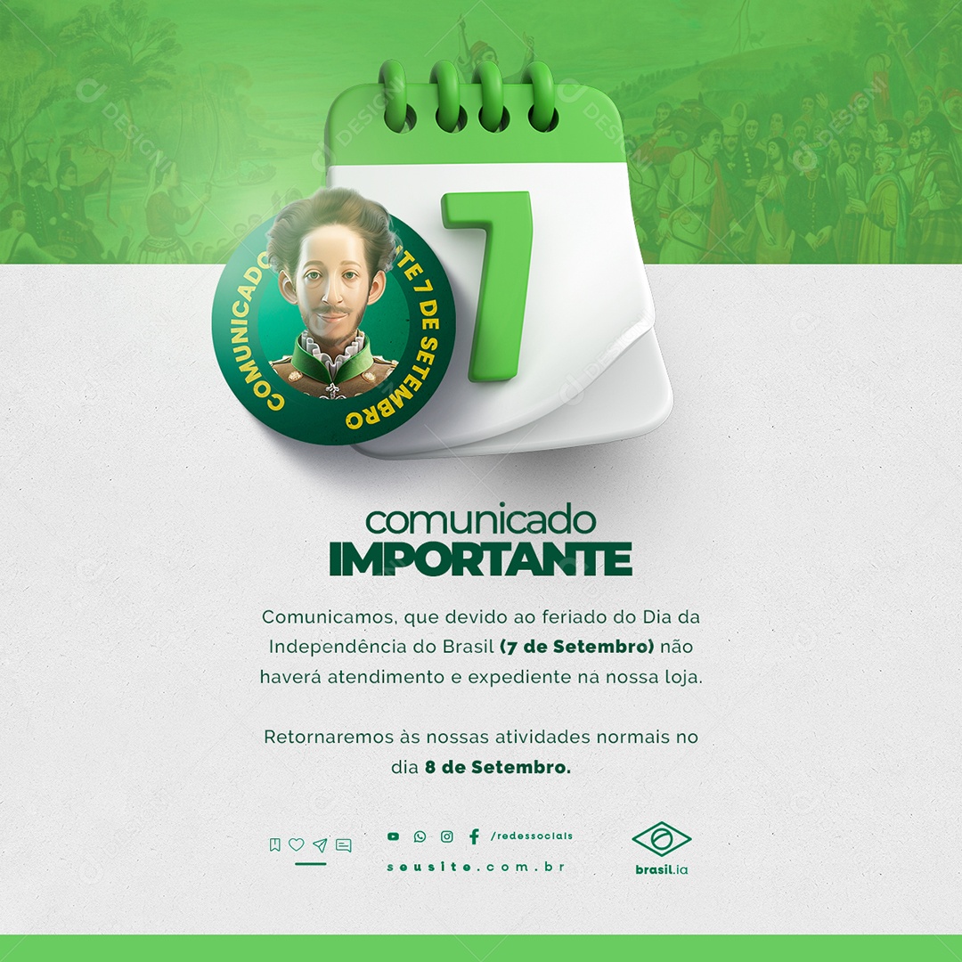 Social Media Horário 7 de Setembro PSD Editável