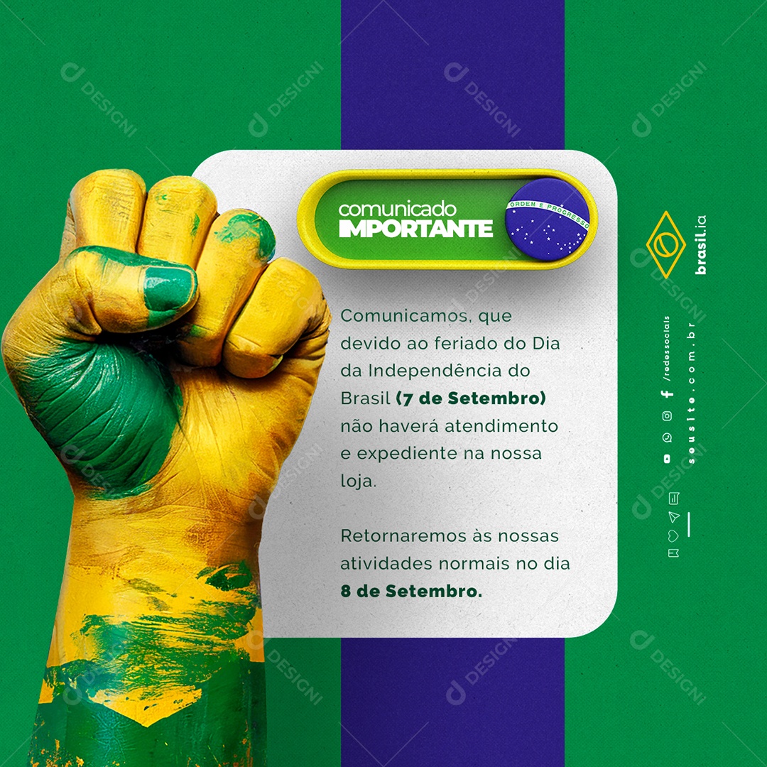 Horário 7 de Setembro Social Media PSD Editável