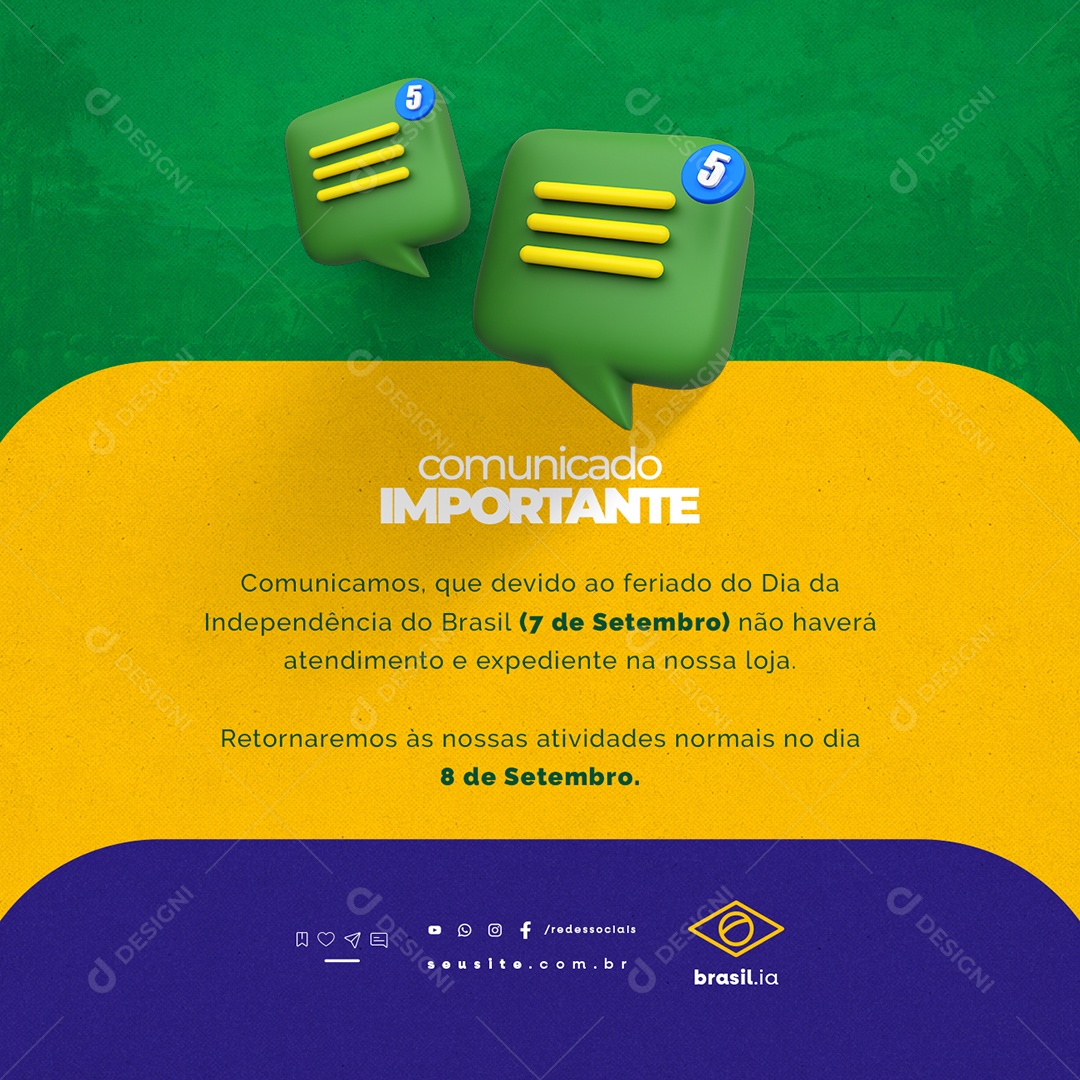 Horário 7 de Setembro Social Media PSD Editável