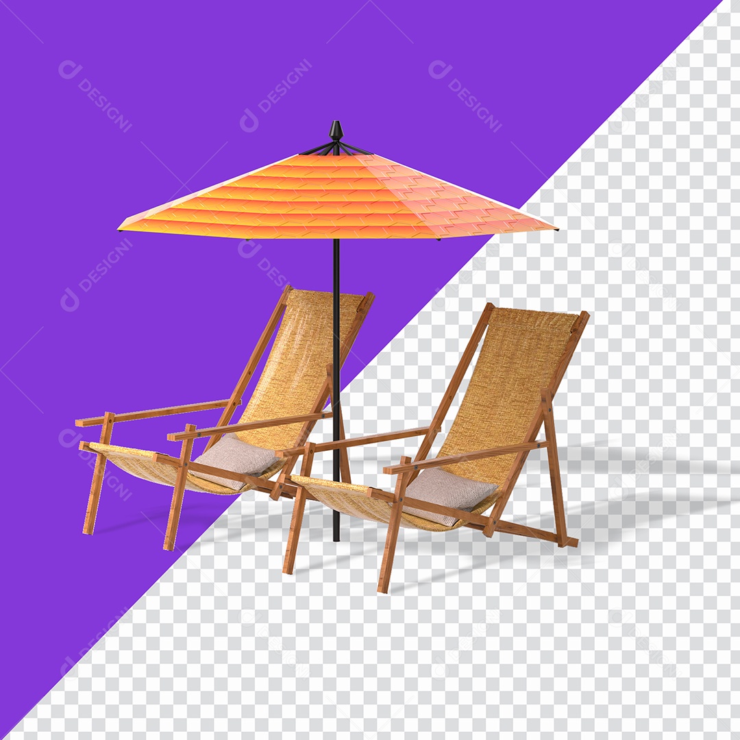 Cadeira de Praia Elemento 3D Para Composição PSD