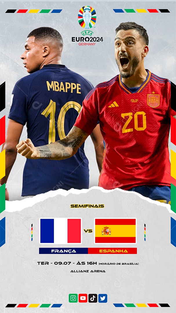 Story Euro 2024 França x Espanha Social Media PSD Editável